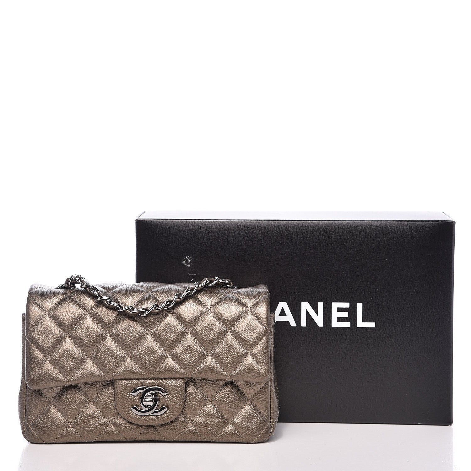 Chanel Metallic Caviar Quilted Mini Rectangular Flap Bronze 17 of 17