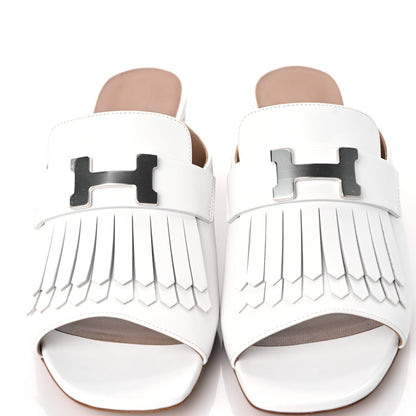 Hermes Calfskin Alma Mules 37.5 White 8 of 9