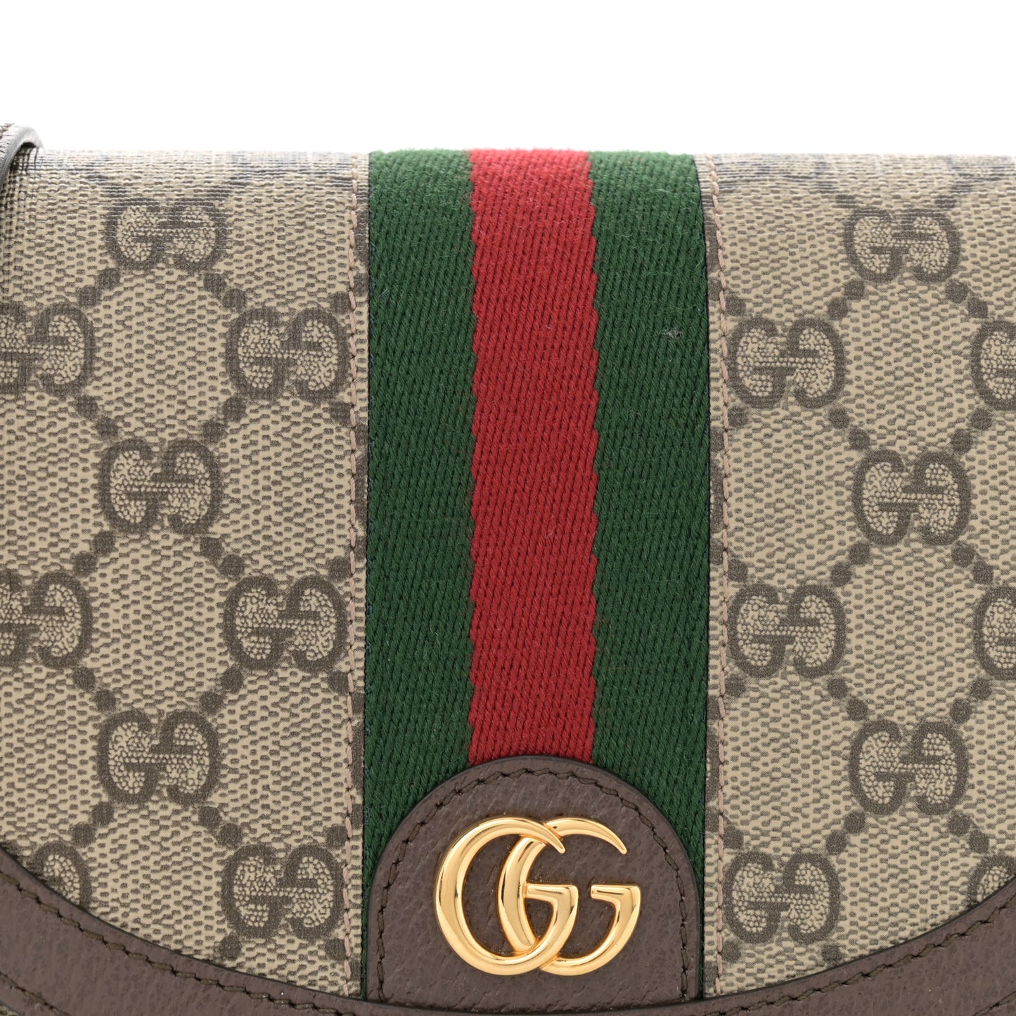 GG Supreme Monogram Textured Dollar Calfskin Web Mini Ophidia Flap Shoulder Bag Beige Ebony New Acero