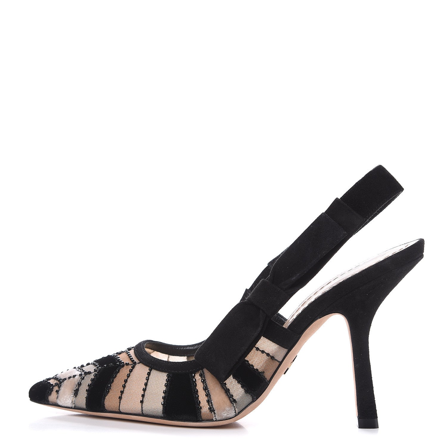 Christian Dior Suede Tulle Velvet Embroidered Sweet D Sling-Back Pumps 37 Pink Grey 1 of 13