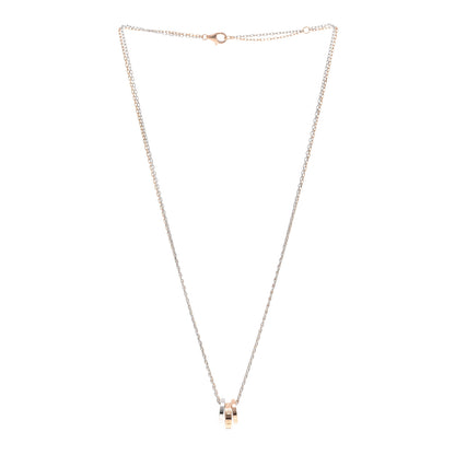 Cartier 18K White Pink Gold Diamond Three Ring LOVE Necklace 3 of 5