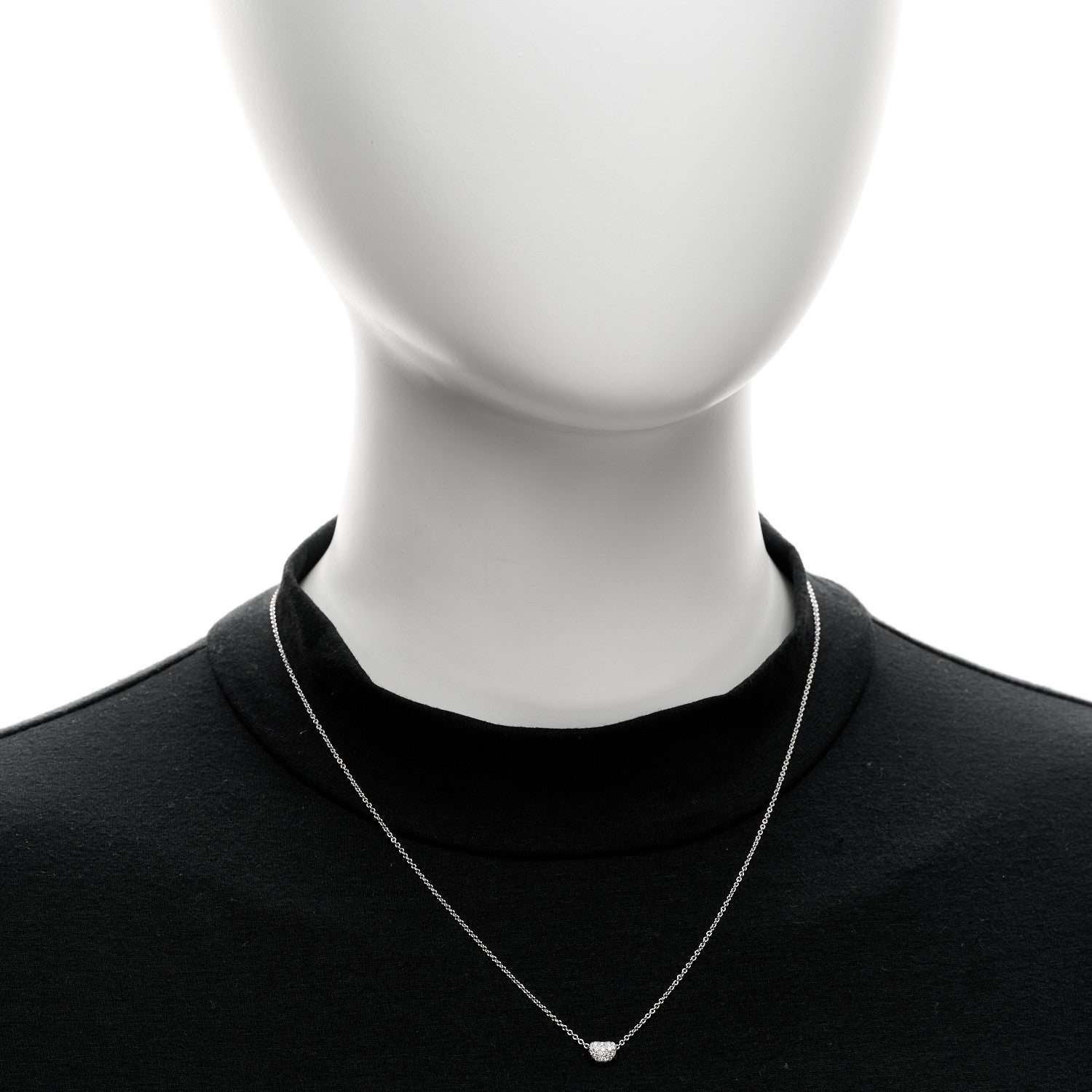 Tiffany Platinum Diamond 6.5mm Elsa Peretti Bean Pendant Necklace 2 of 5