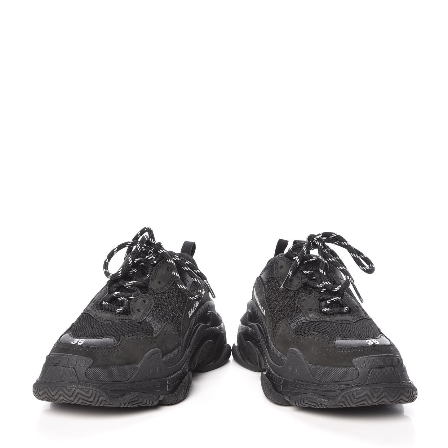 Fabric Mesh Womens Triple S Sneakers 35 Black