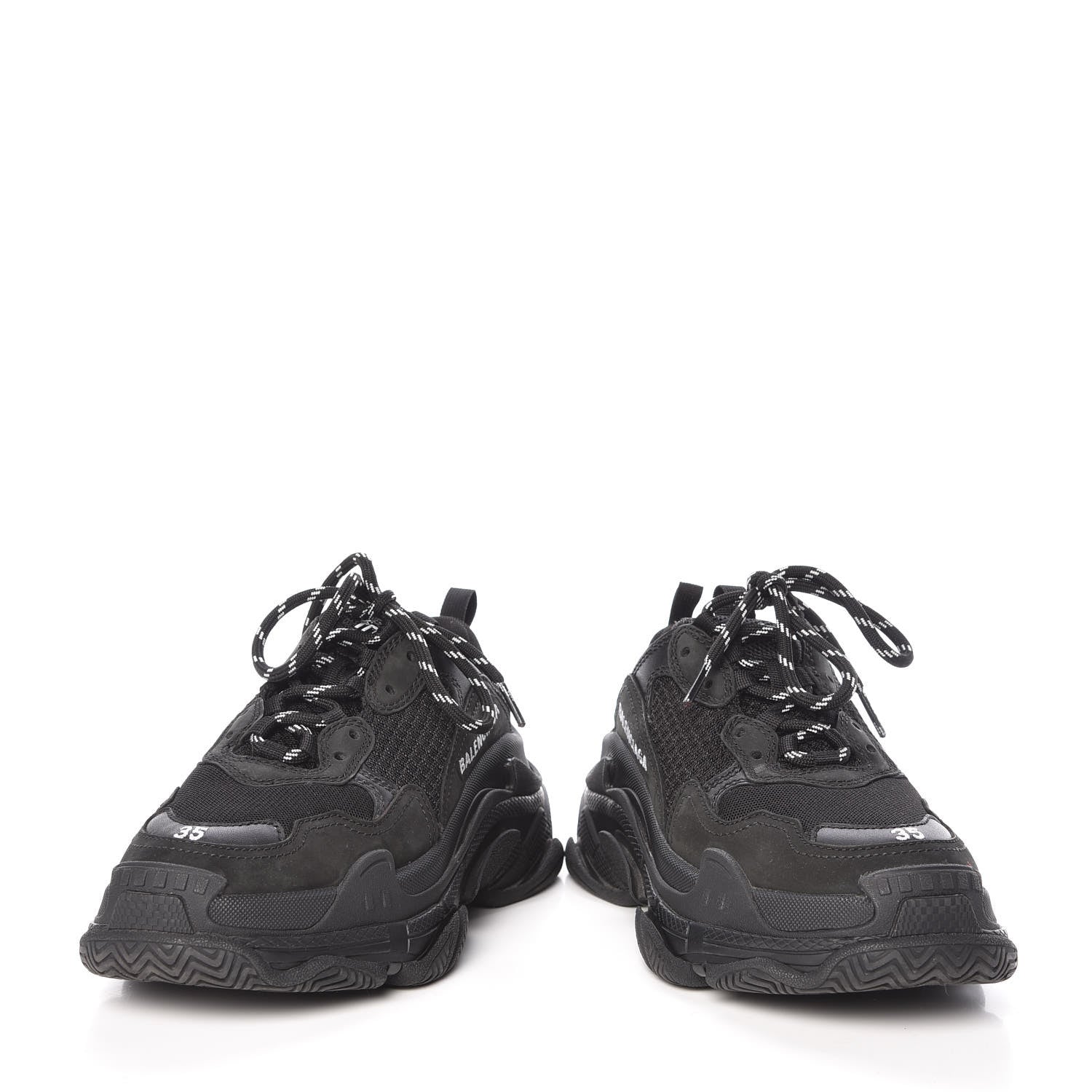 Balenciaga Fabric Mesh Womens Triple S Sneakers 35 Black 6 of 9