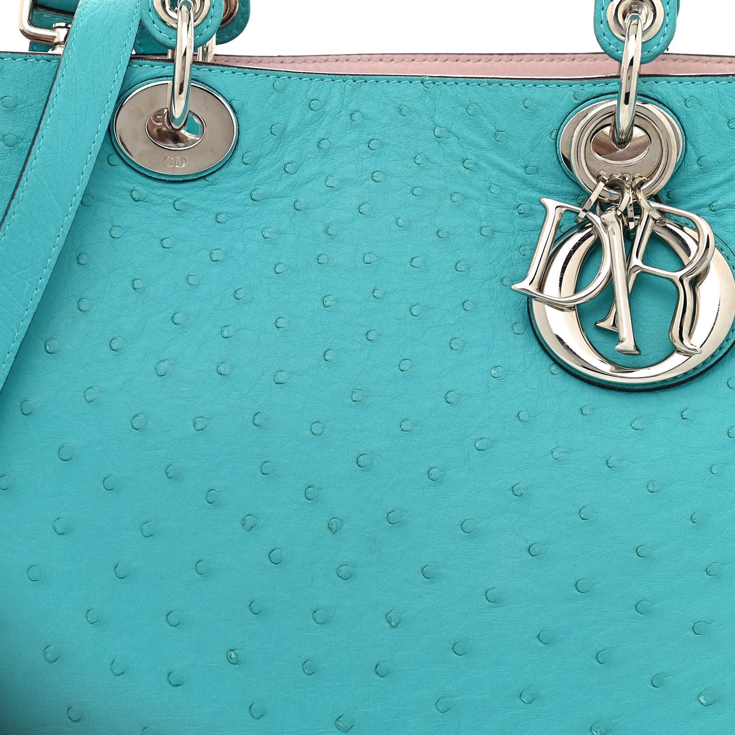 Ostrich Medium Diorissimo Tote Turquoise
