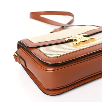 Celine Textile Calfskin Classique Triomphe Bag Natural Tan 8 of 9