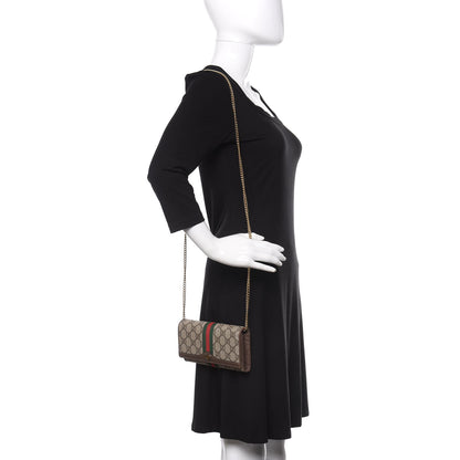 Gucci GG Supreme Monogram Web Ophidia Wallet On Chain Brown 2 of 12