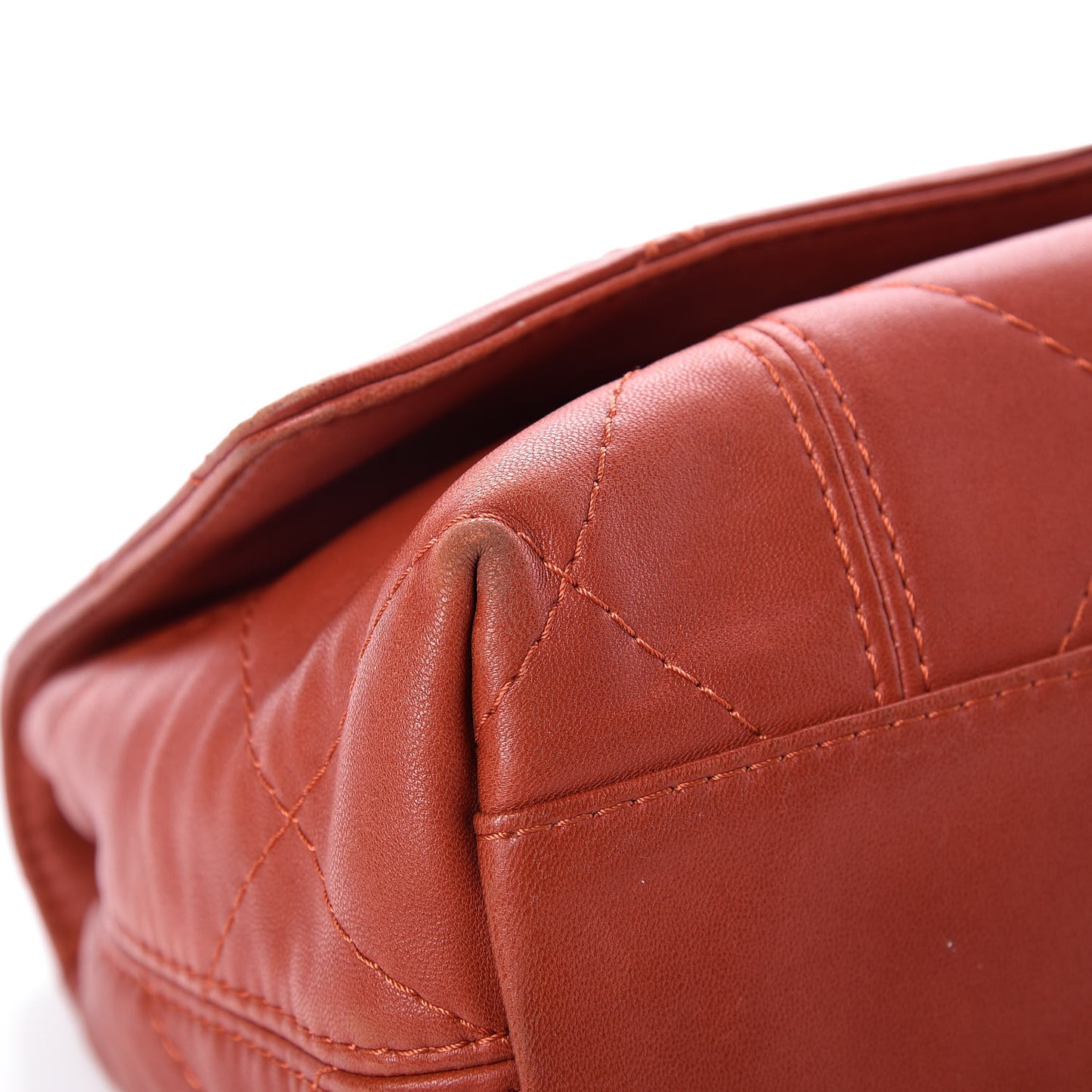 Lambskin Quilted Large Soft Touch Flap Dark Ochre