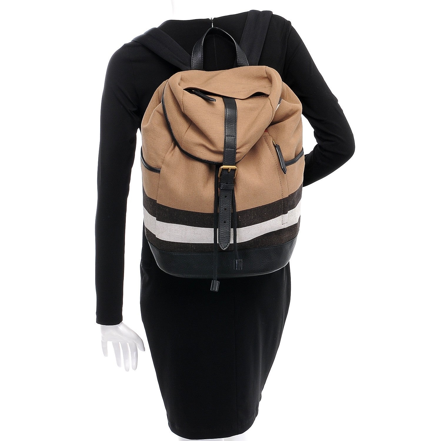 Burberry Canvas Mega Check Drifton Backpack Black 2 of 7