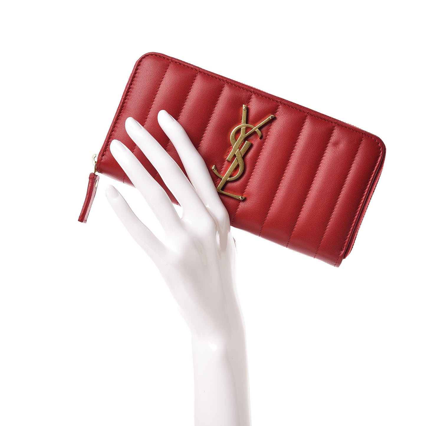 Lambskin Matelasse Monogram Vicky Zip Around Wallet Rouge Eros