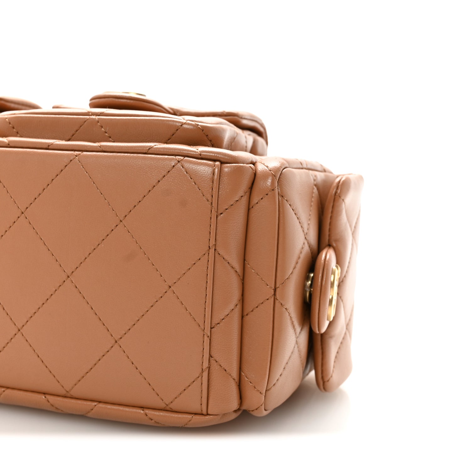 Shiny Lambskin Quilted Trendy Pockets Hobo Brown