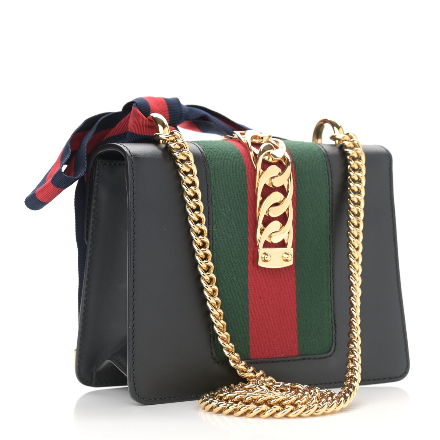 Calfskin Mini Sylvie Chain Shoulder Bag Black