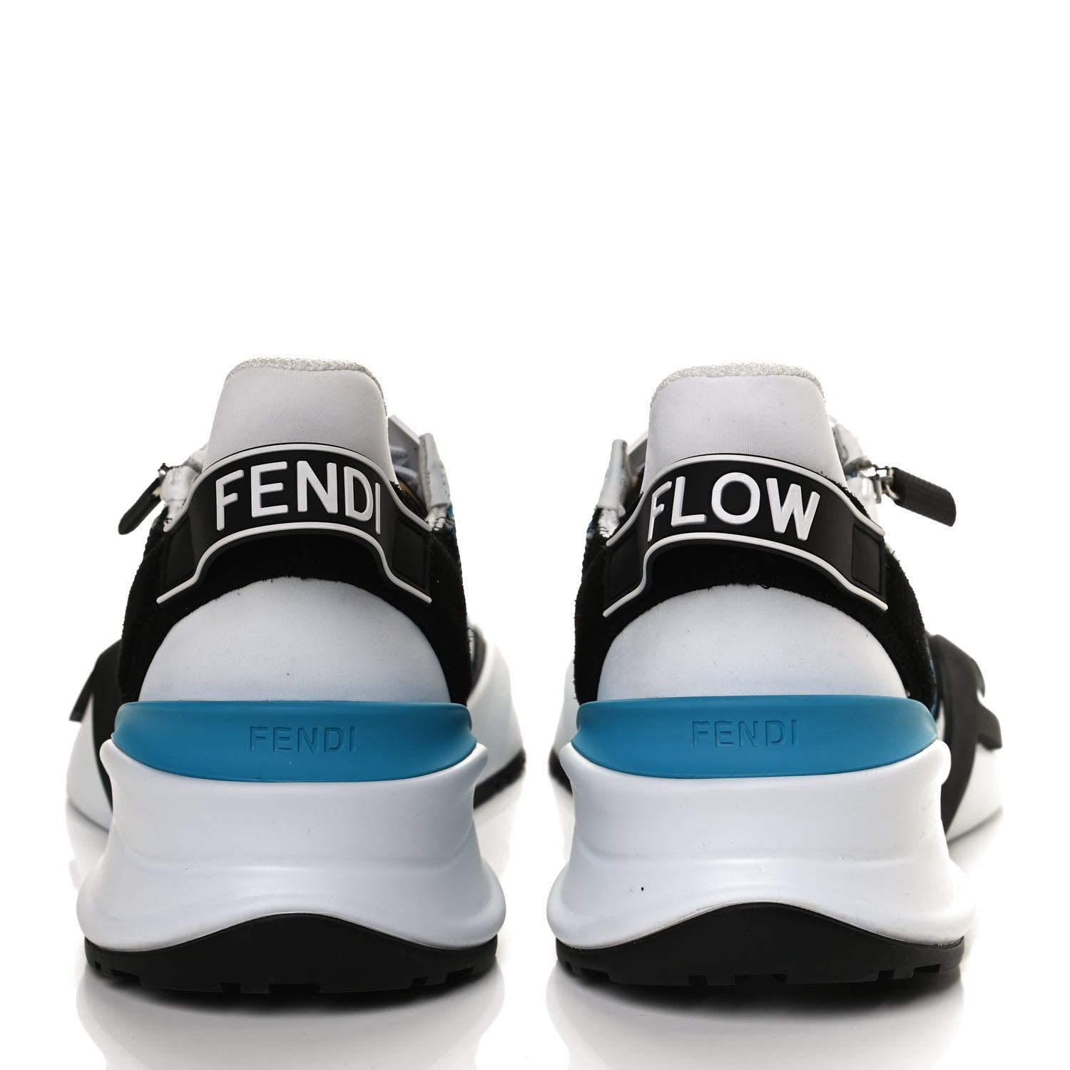 Fendi X SARAH COLEMAN Nylon Suede Lycra FF Vertigo Mens Fendi Flow Low Top Sneakers 11 Transparent Cyber Blue Black 6 of 10