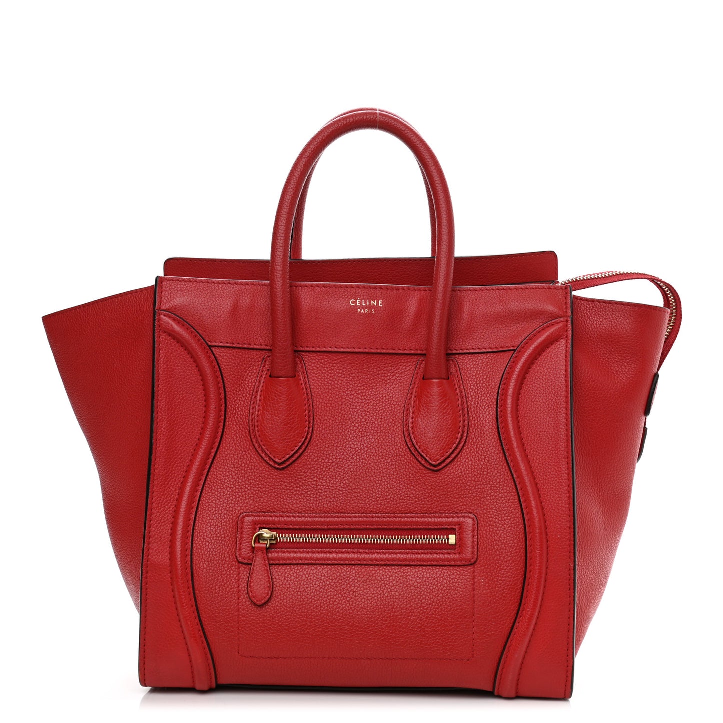 Drummed Calfskin Mini Luggage Coquelicot