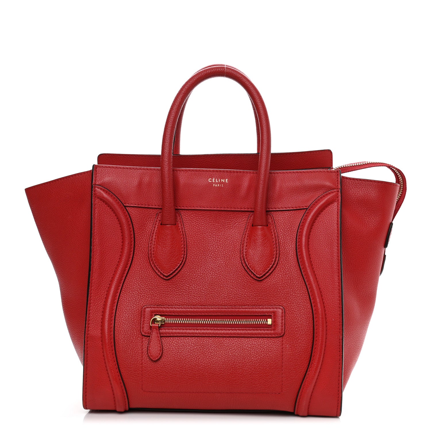 Celine Drummed Calfskin Mini Luggage Coquelicot 1 of 19