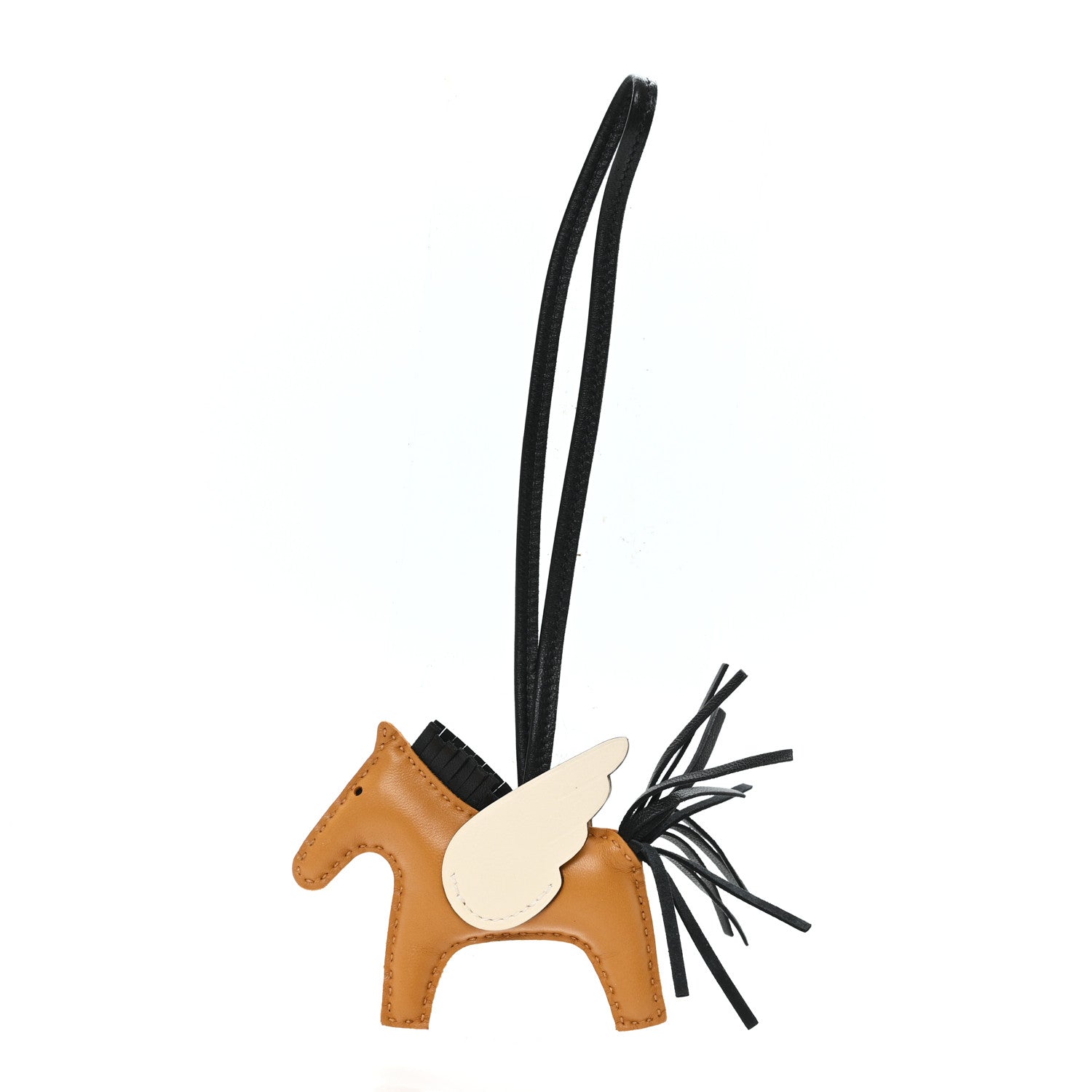 Hermes Milo Lambskin Grigri Rodeo Pegase Horse Bag Charm PM Sesame Black Nata 1 of 4
