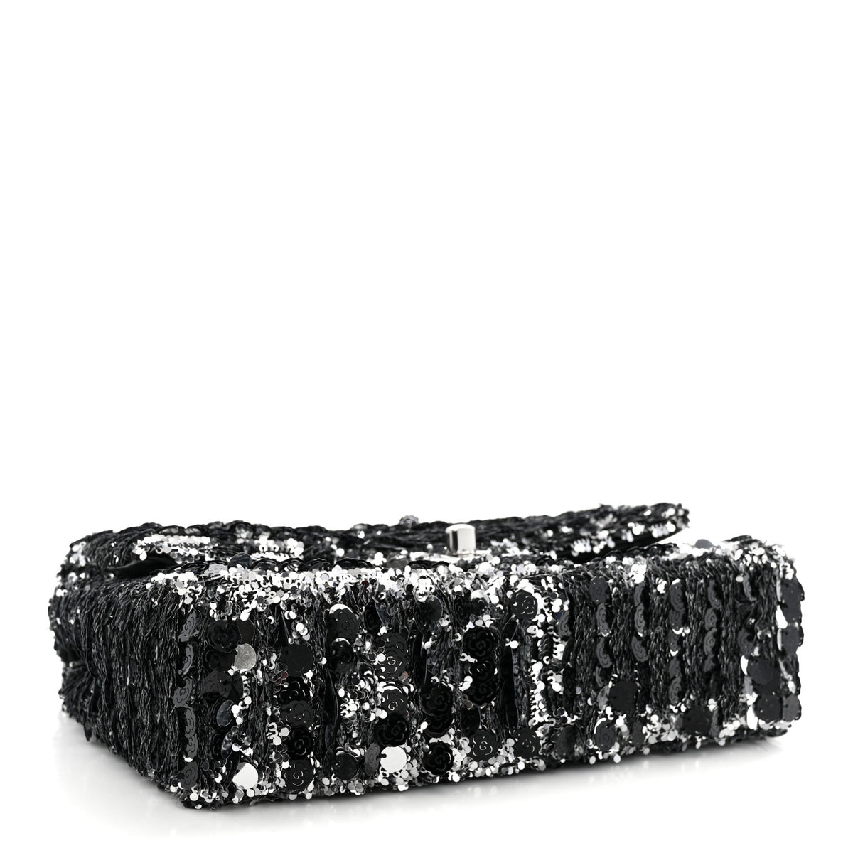 Chanel Sequin Camellia Small Single Flap Silver Black 4 of 11
