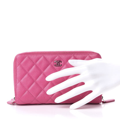 Chanel Caviar Quilted Triple Zipper Wallet Pink 2 of 13