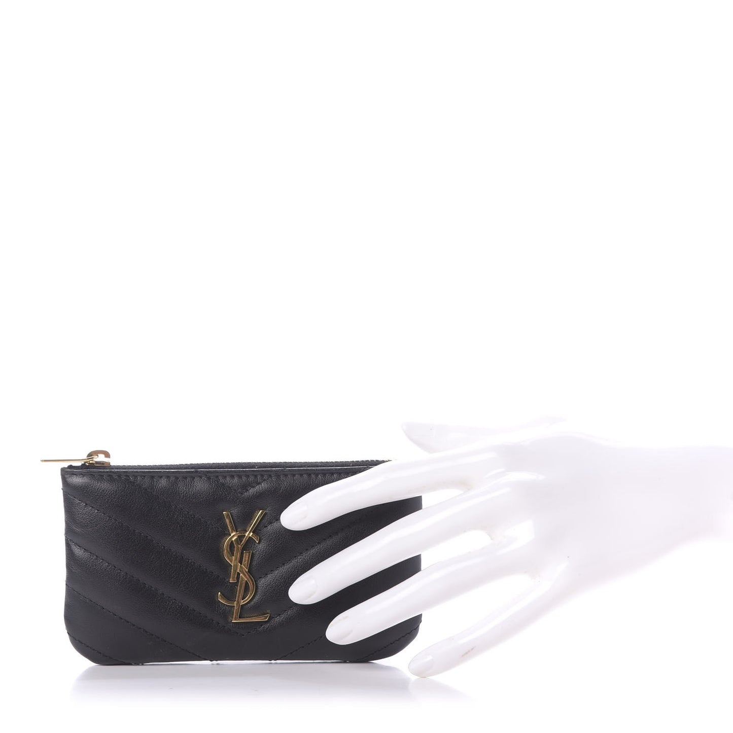 Calfskin Matelasse Monogram Key Pouch Black