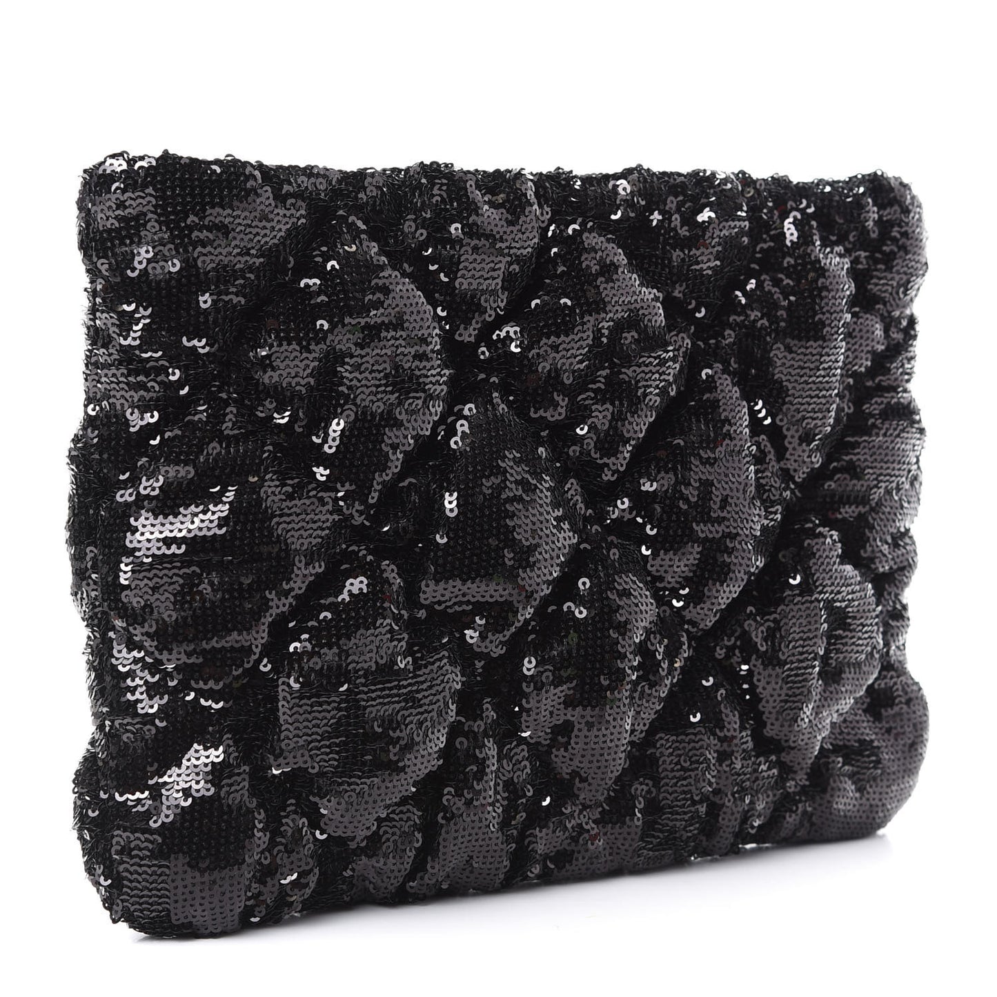 Sequins Quilted Large Chanel 19 Pouch Black