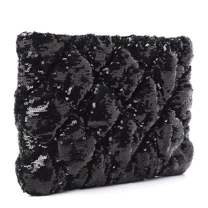 Chanel Sequins Quilted Large Chanel 19 Pouch Black 3 of 8