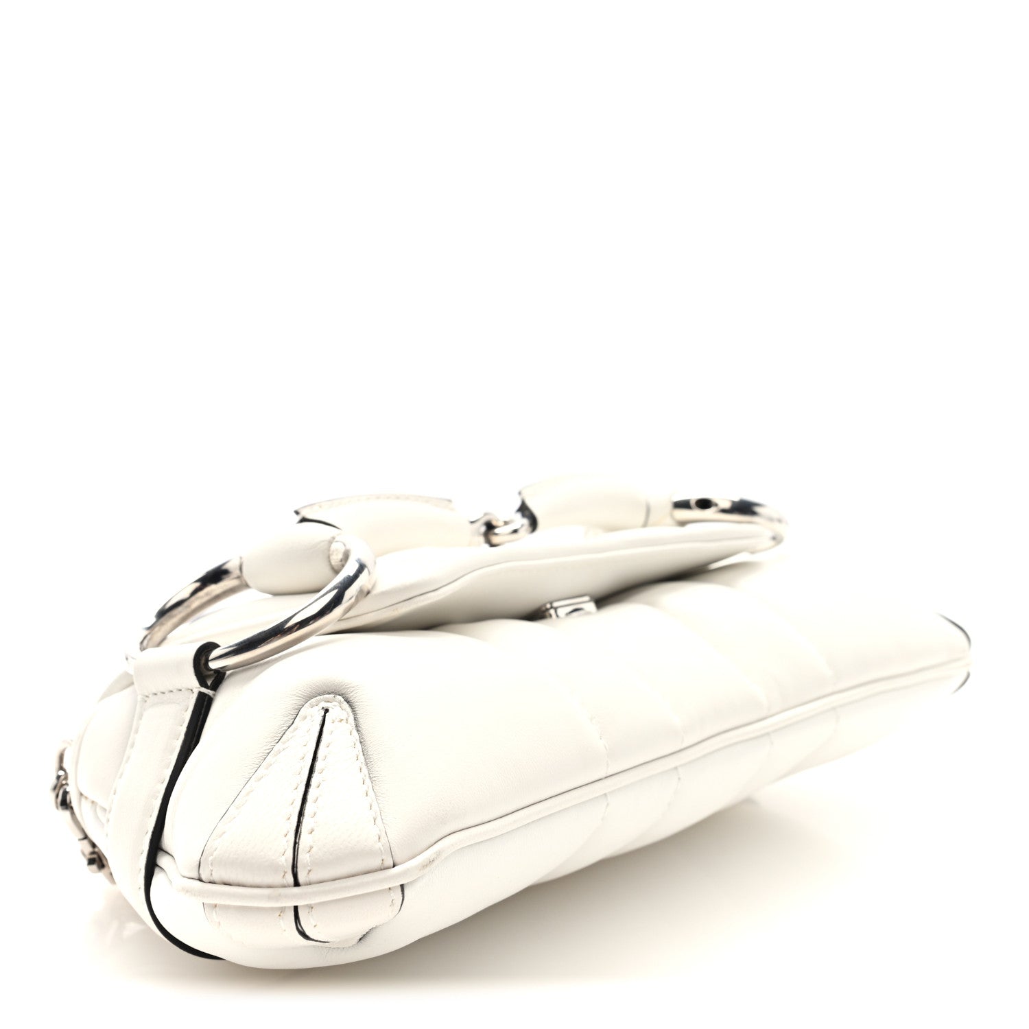 Gucci Nappa Vertical Matelasse Small Maxi Horsebit Chain Shoulder Bag Great White 4 of 10