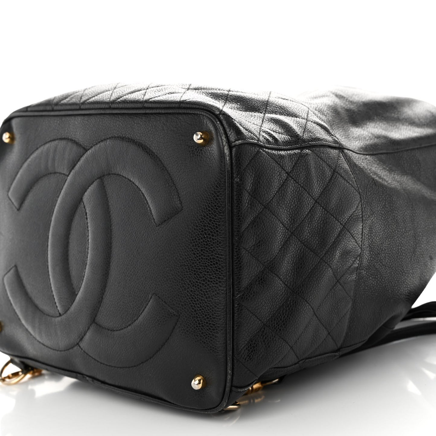 Caviar Quilted Drawstring Backpack Black