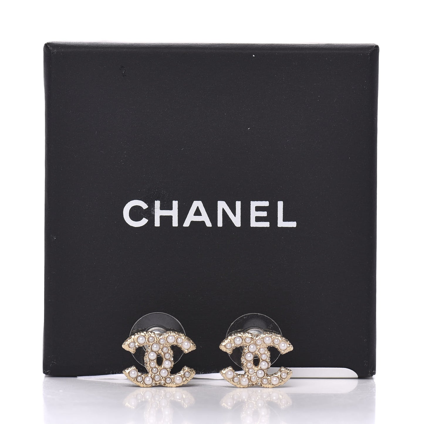 Metal Graduated Pearl Crystal CC Earrings Light Gold