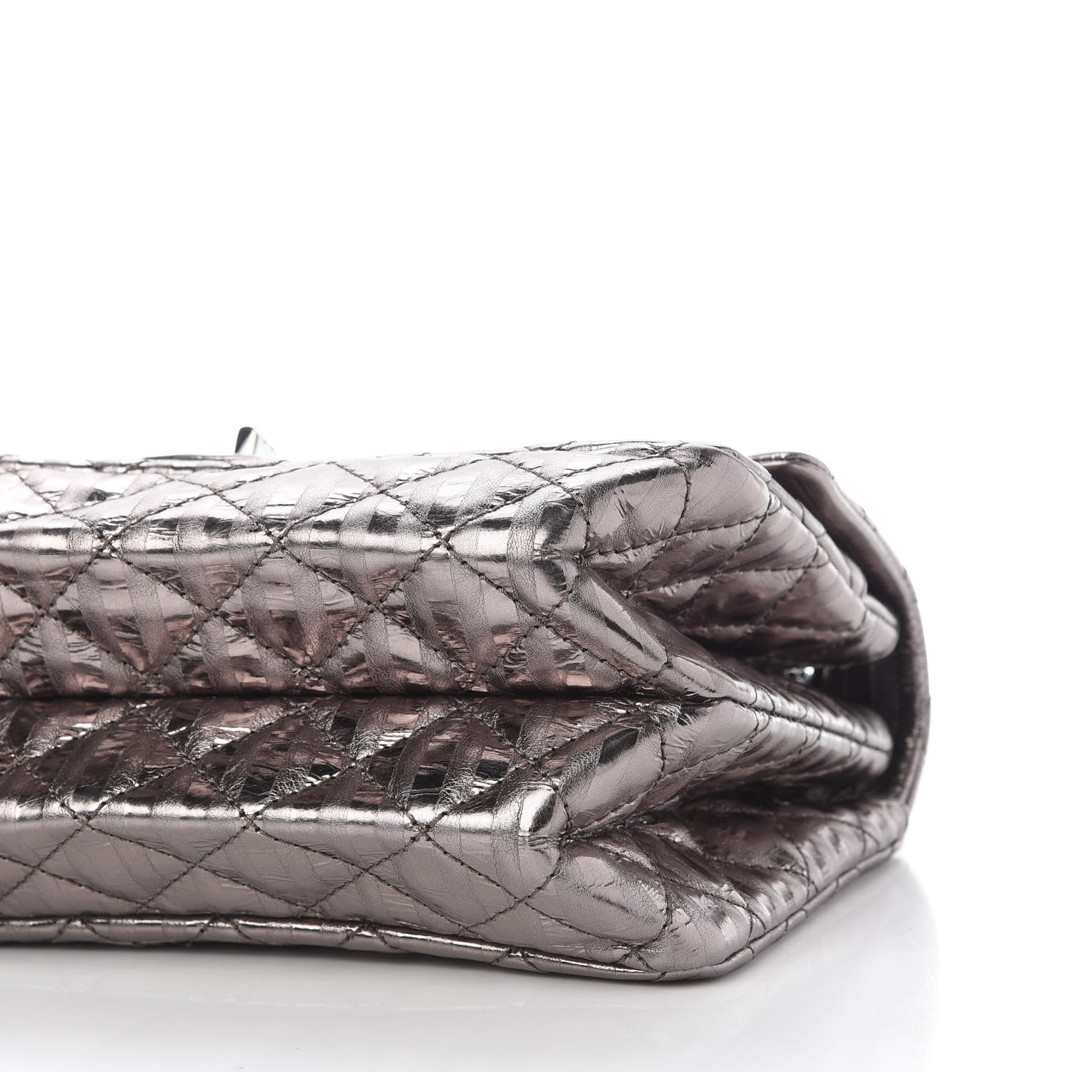 Chanel Metallic Aged Calfskin Striped Accordion Reissue 2.55 Flap Dark Silver 9 of 9