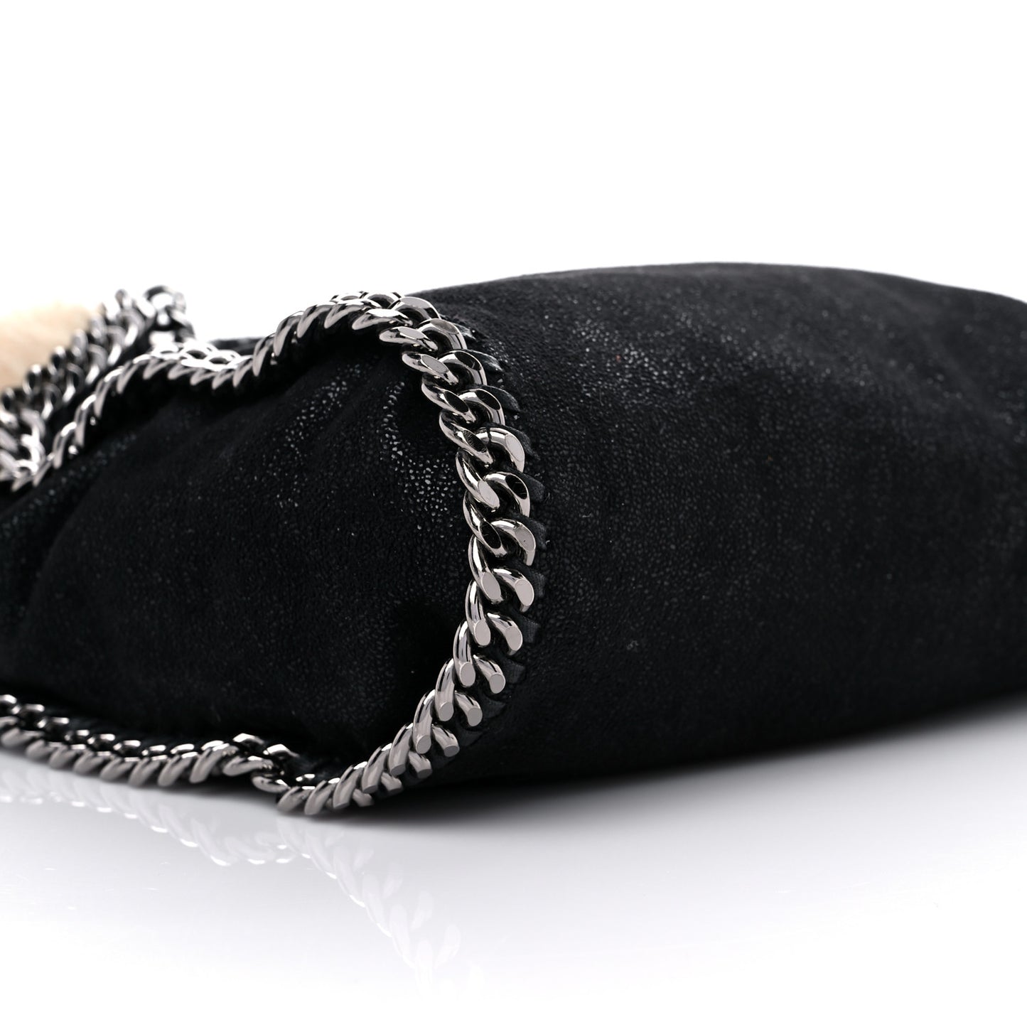 Shaggy Deer Fur Falabella Fold Over Tote Black