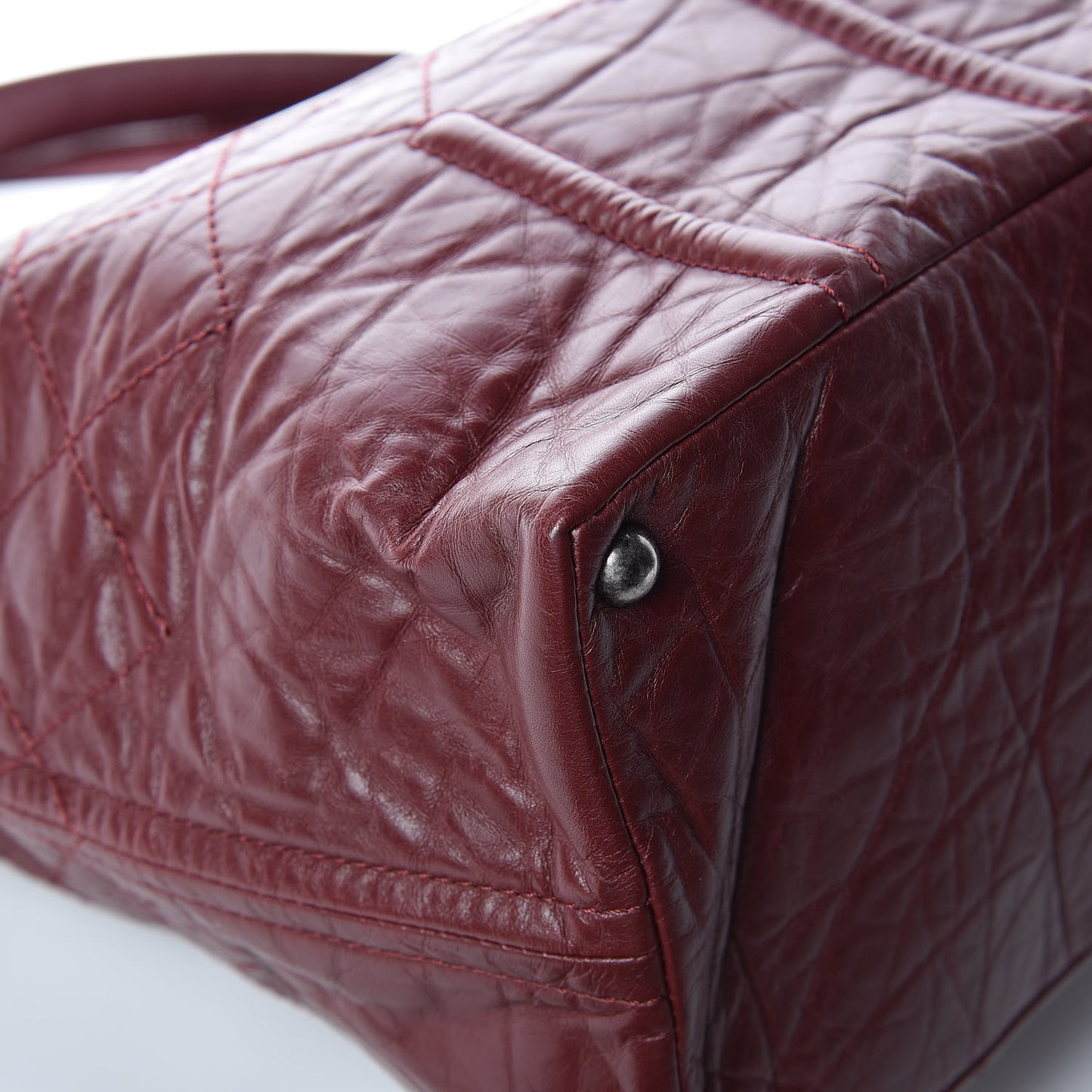 Aged Calfskin Large Shopping In Moscow Tote Burgundy