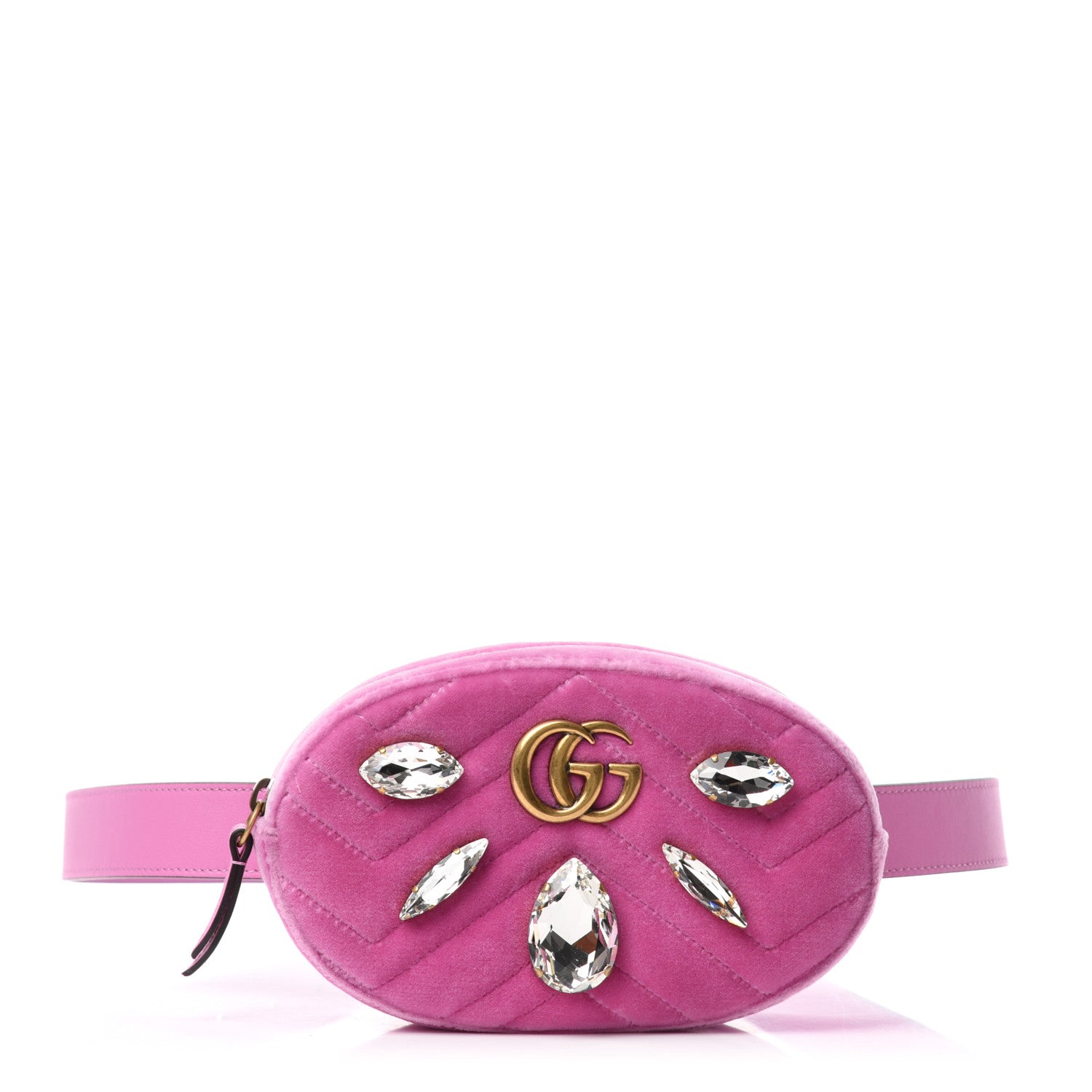 Gucci Velvet Matelasse Marquise Crystals GG Marmont Belt Bag 95 38 Malva 1 of 11