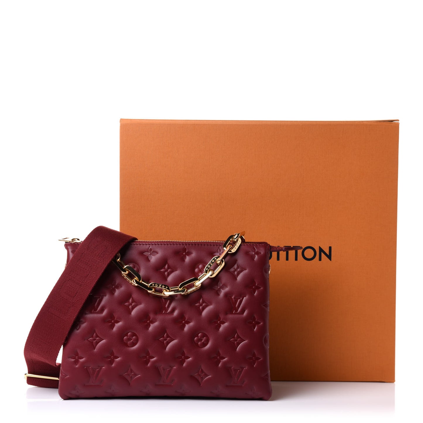 Lambskin Embossed Monogram Coussin PM Wine