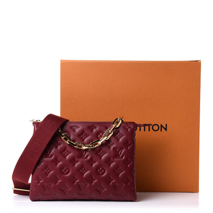 Louis Vuitton Lambskin Embossed Monogram Coussin PM Wine 6 of 8