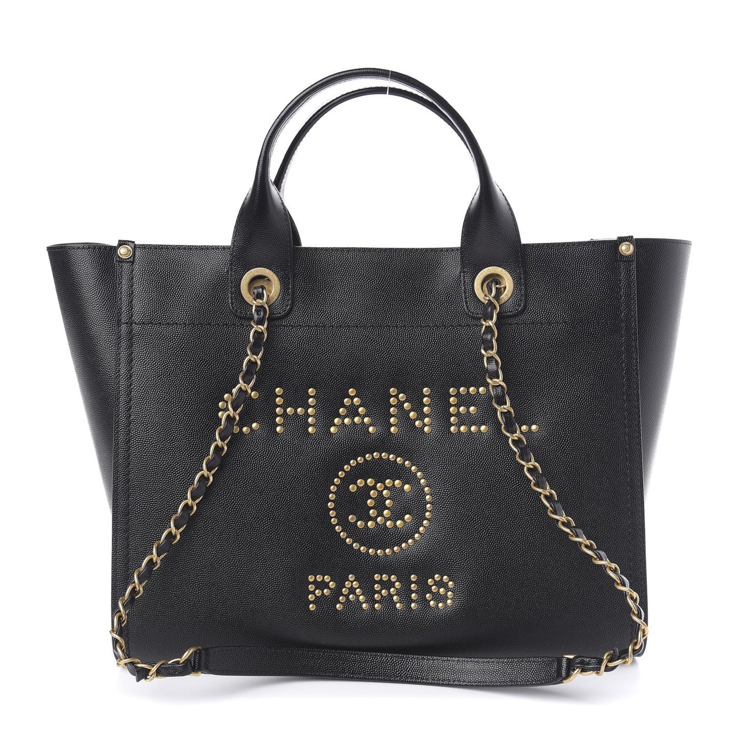 Caviar Small Studded Deauville Tote Black