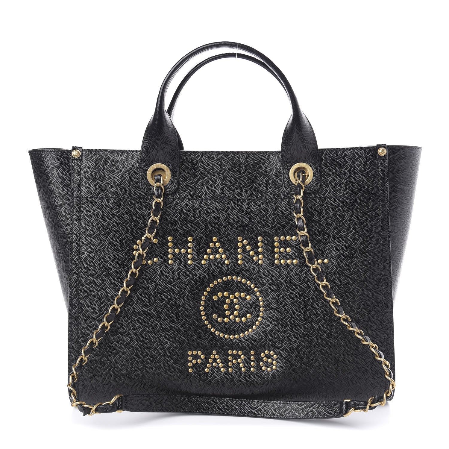 Chanel Caviar Small Studded Deauville Tote Black 1 of 10