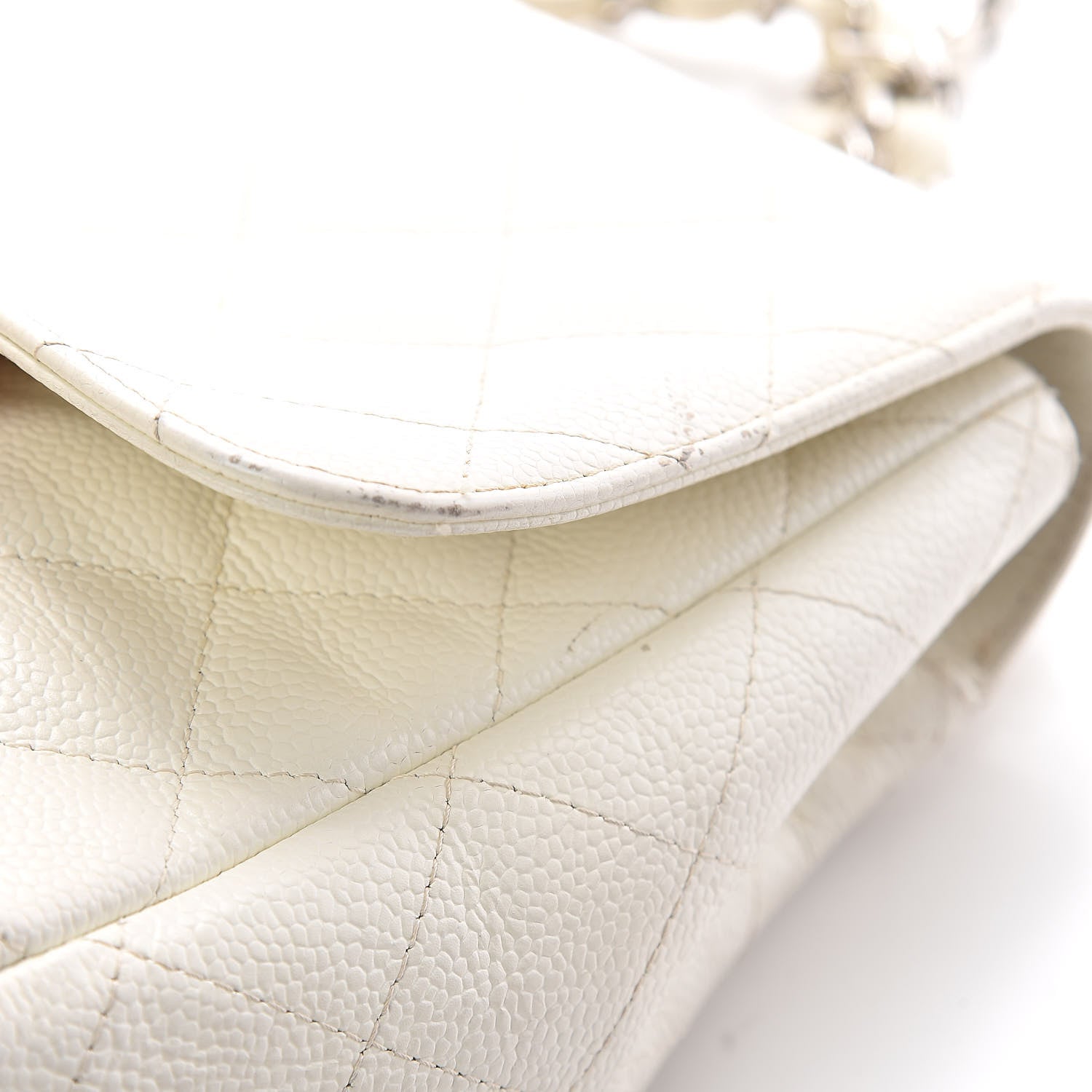 Chanel Caviar Quilted Jumbo Single Flap White 12 of 13