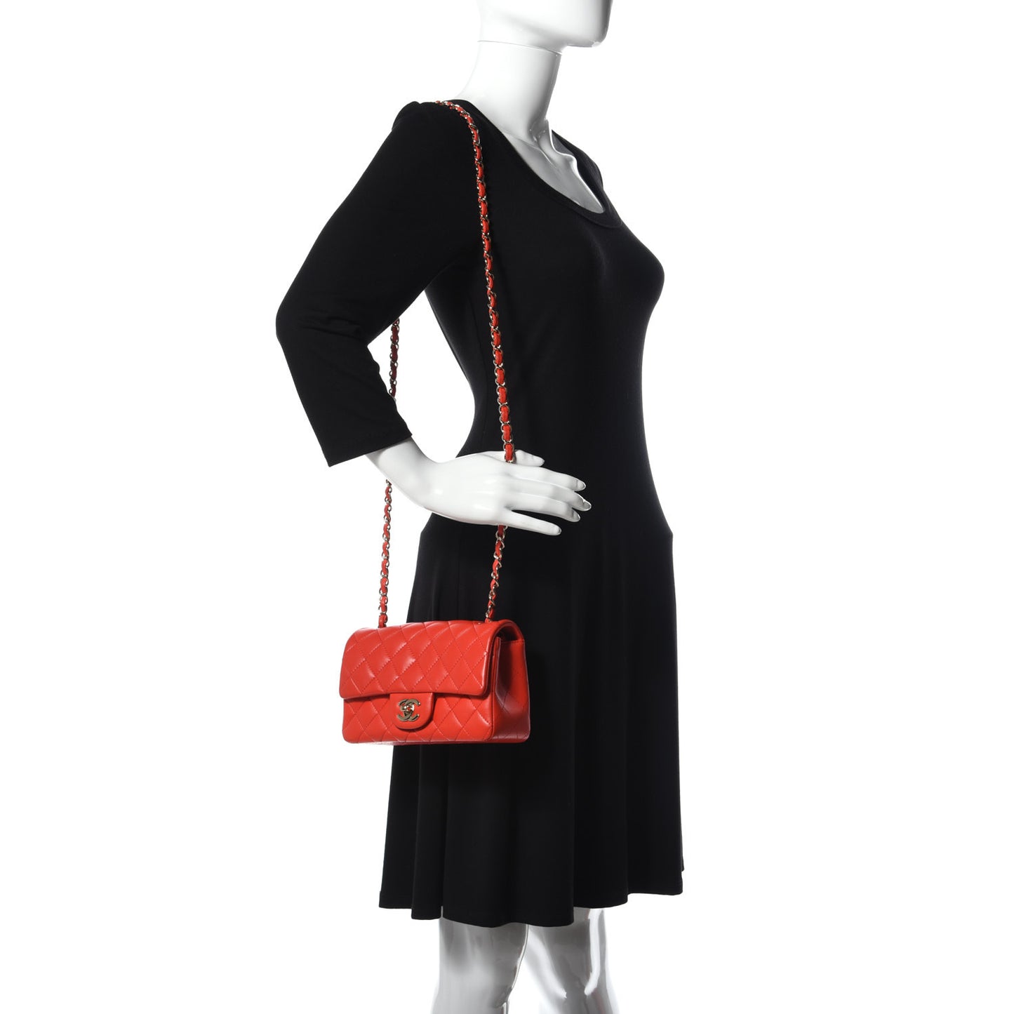 Lambskin Quilted Mini Rectangular Flap Red
