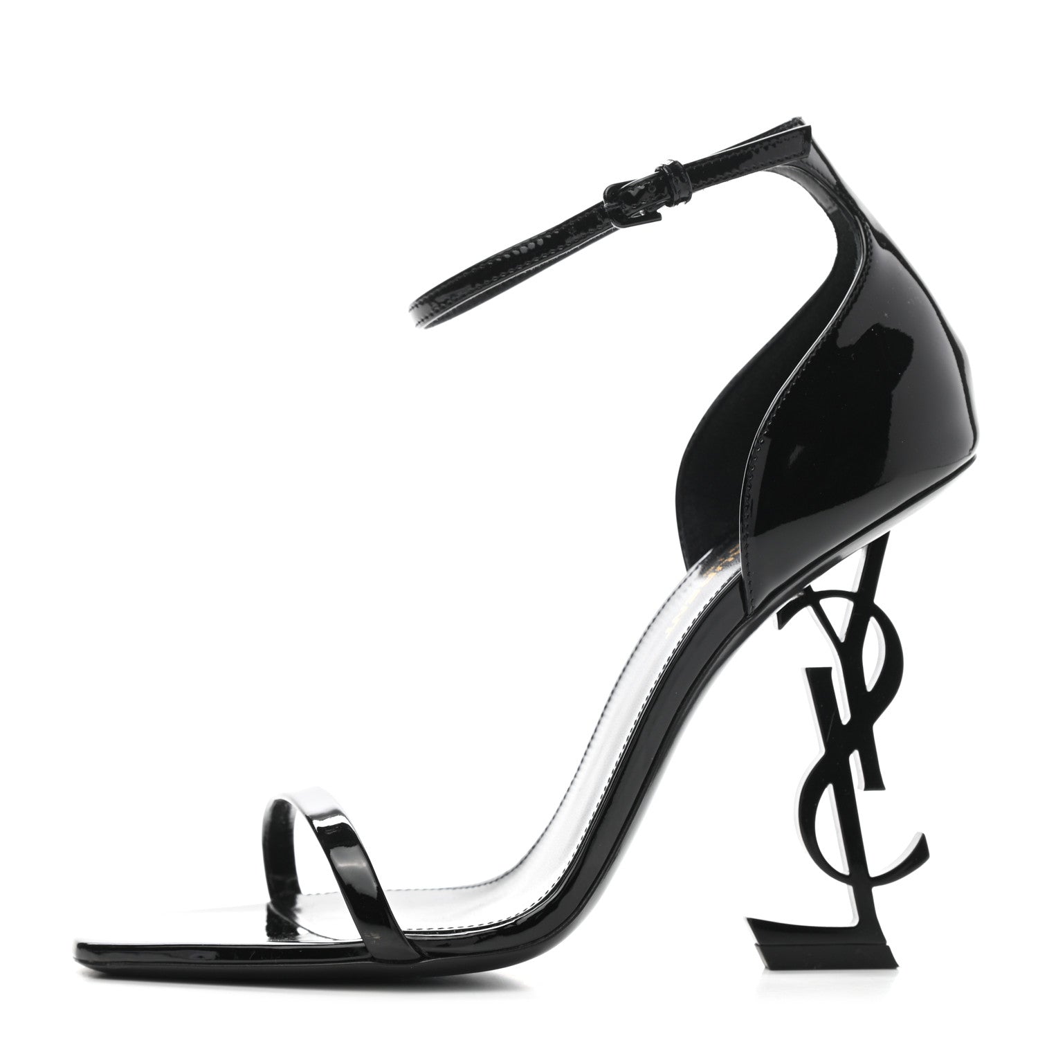 Saint Laurent Patent Calfskin Opyum 110 Sandals 38 Black 1 of 11