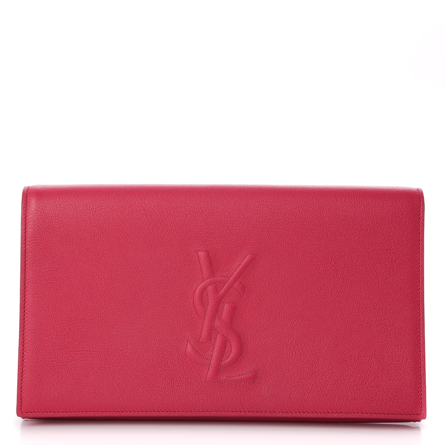 Saint Laurent Calfskin Large Belle De Jour Clutch Lipstick Fuchsia 1 of 9