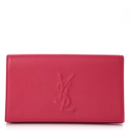 Saint Laurent Calfskin Large Belle De Jour Clutch Lipstick Fuchsia 1 of 9