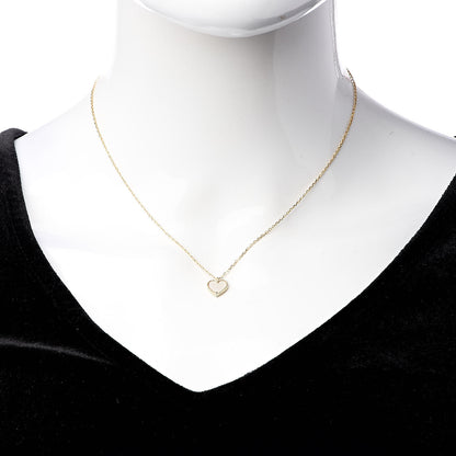 Van Cleef & Arpels 18K Yellow Gold Mother of Pearl Sweet Alhambra Heart Pendant Necklace 2 of 8