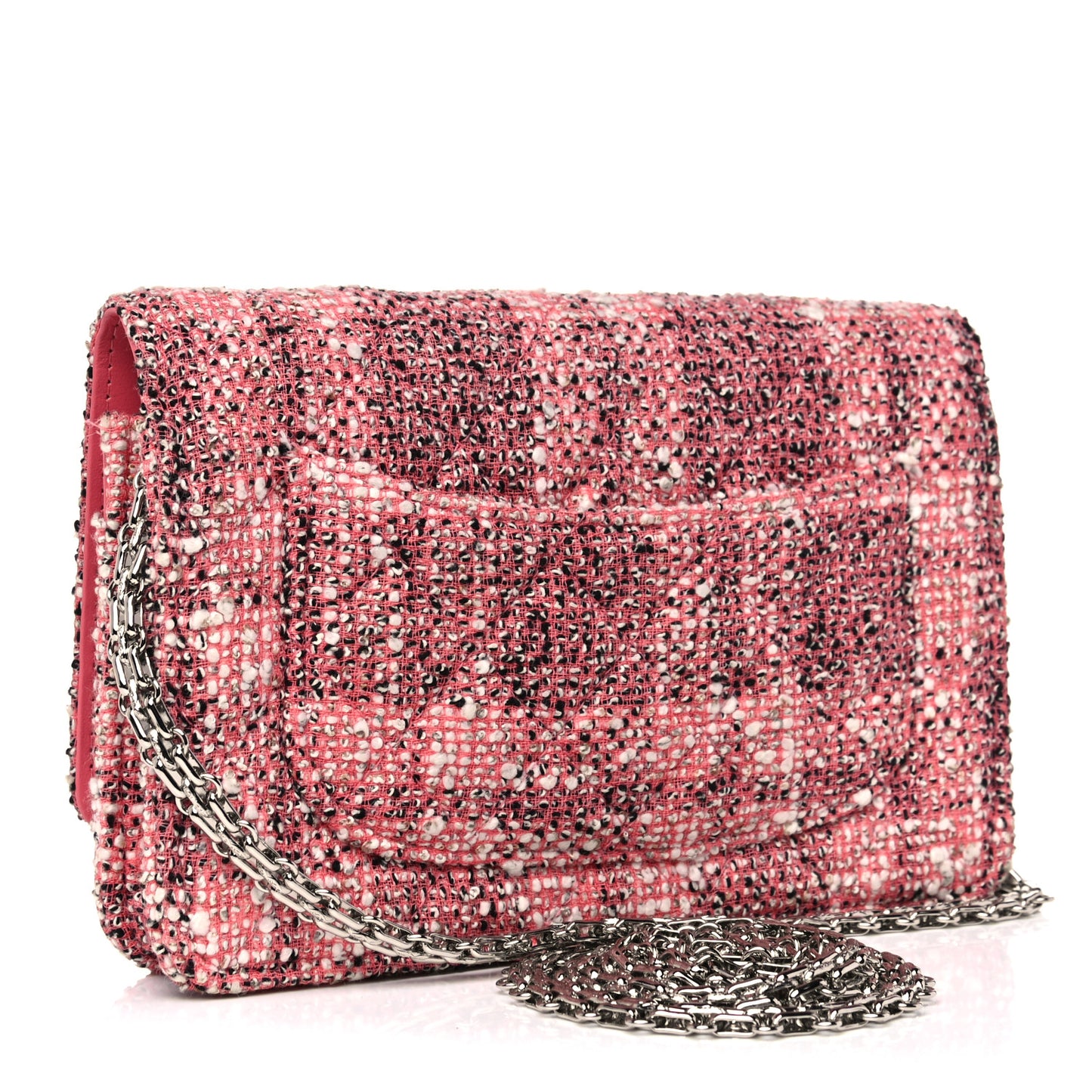 Tweed Quilted Reissue Wallet On Chain WOC Pink