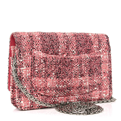 Chanel Tweed Quilted Reissue Wallet On Chain WOC Pink 3 of 12