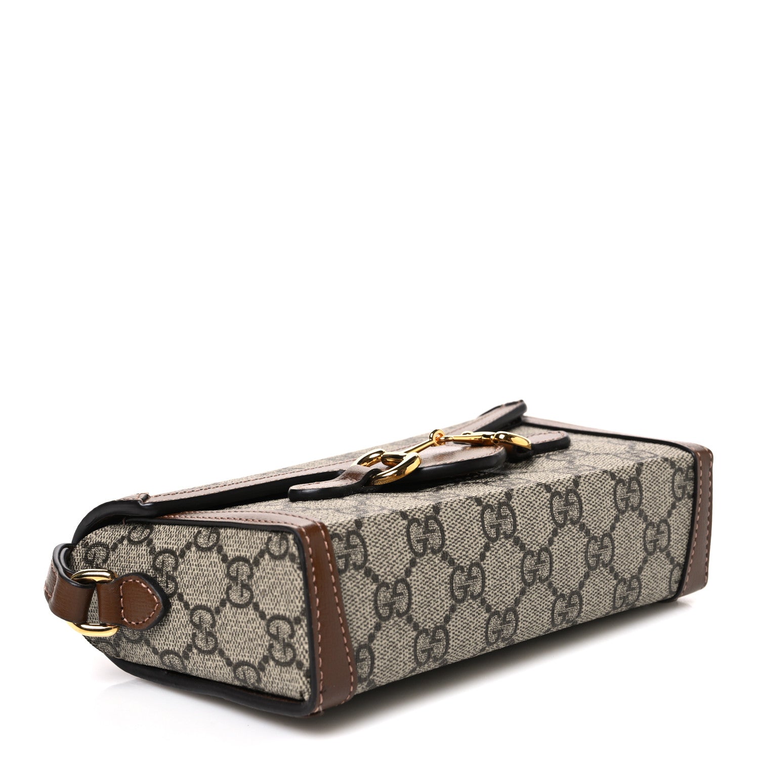 Gucci GG Supreme Monogram Mini Horsebit 1955 Shoulder Bag Beige Brown Sugar 4 of 10