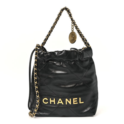 Chanel Shiny Calfskin Quilted Mini Chanel 22 Black 1 of 11