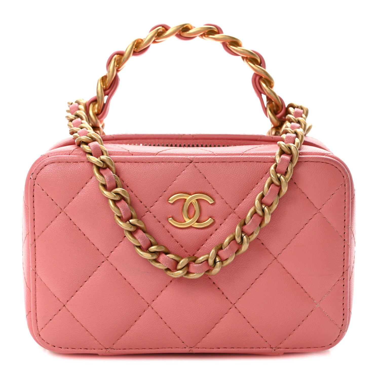 Chanel Lambskin Quilted Top Handle Mini Vanity Case Pink 1 of 9