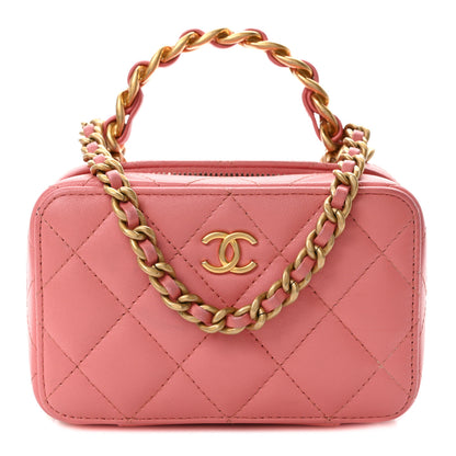 Chanel Lambskin Quilted Top Handle Mini Vanity Case Pink 1 of 9