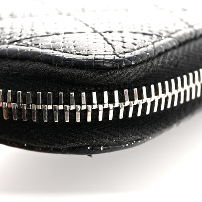 Chanel Glittered Calfskin Quilted Large Gusset Zip Wallet Black 12 of 12