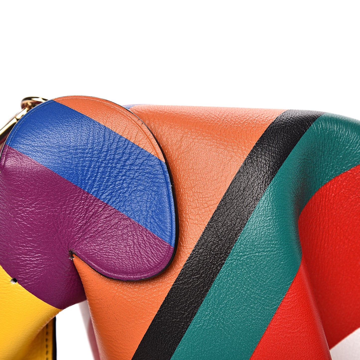 Calfskin Mini Striped Elephant Crossbody Bag Multicolor